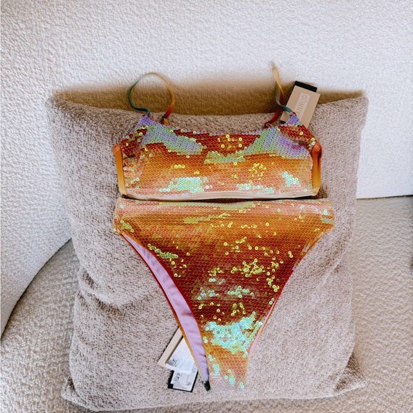 Gianni Bini Other - Gianni Bini x Dannijo Iridescent Orange Sequin Two-Piece Bikini